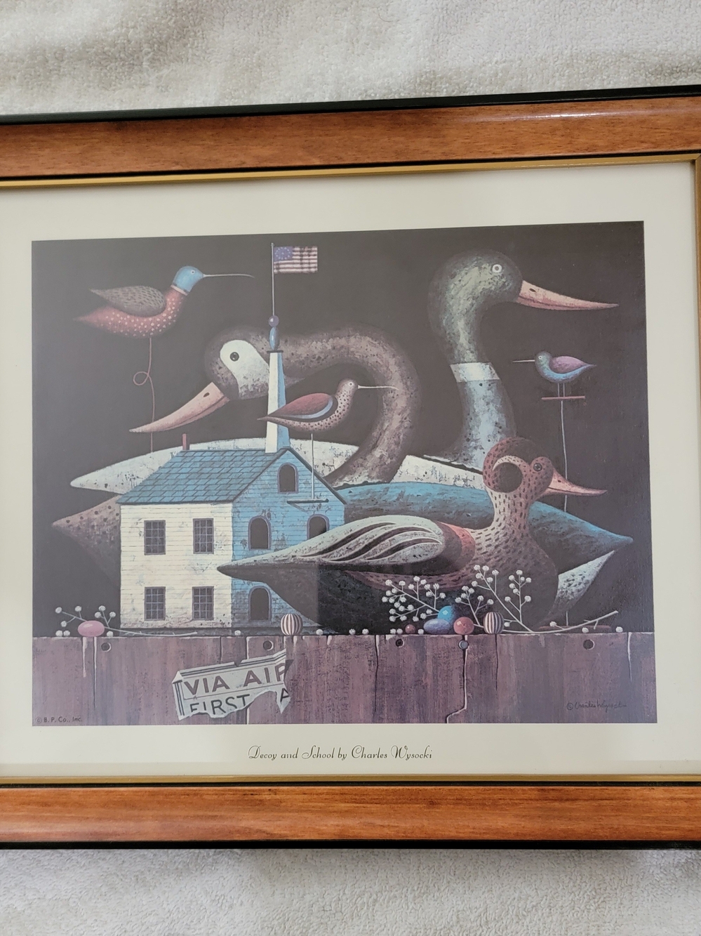 Decoy and School Wall Art Print in Blue and Brown by Charles Wysocki